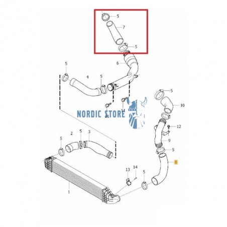 Volvo alkatrészek, Thermotec DCV054TT intercooler levegőcső
