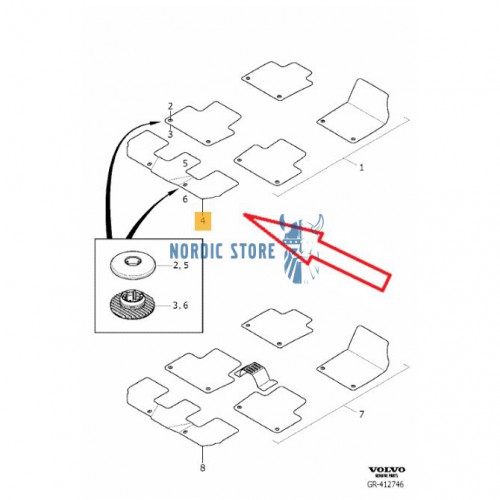 Volvo gyári kiegészítők, Volvo XC90 II 32262205 R-Design szövetszőnyeg