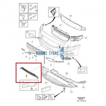 Volvo gyári alkatrészek, Volvo 31290983 lökhárítórács S60, V60