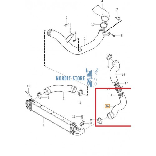 Volvo alkatrészek, Thermotec DCV035TT intercooler cső (31370209)