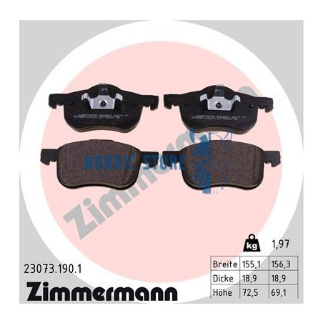 Volvo alkatrészek, Zimmermann 23073.190.1 első fékbetét szett