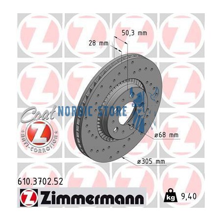 Volvo alkatrészek, Zimmermann SPORT 610.3702.52 első féktárcsa