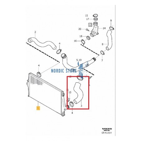 Volvo alkatrészek, Gates GAT09-0864 intercoolercső Volvo XC90