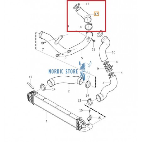 Volvo alkatrészek, Thermotec DCV038TT intercoolercső