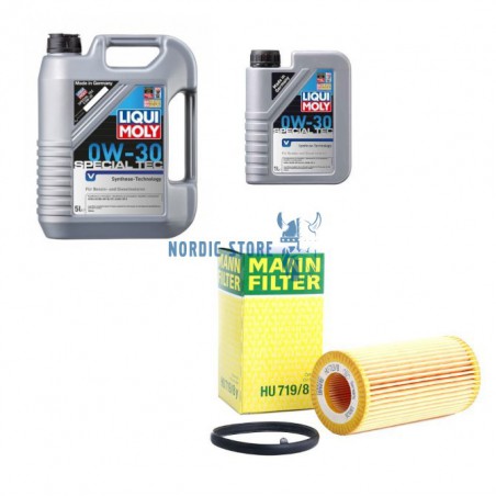 Volvo alkatrészek, MANN HU719/8y olajszűrő + 6 Liter Liqui Moly Sepcial Tech V 0W-30 motorolaj