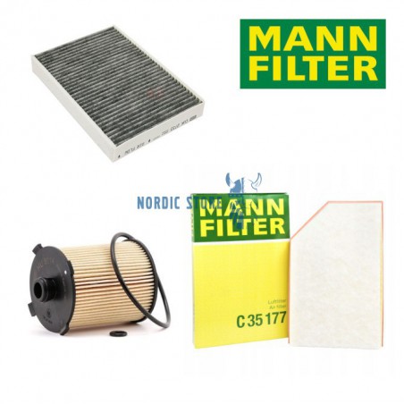 Volvo szerviz csomag, MANN levegőszűrő, olajszűrő, aktív szenes pollenszűrő