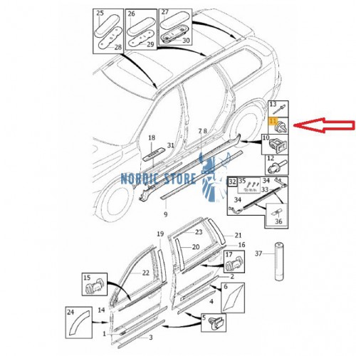 Volvo gyári alkatrészek, Volvo 8659462 küszöbborítás patent