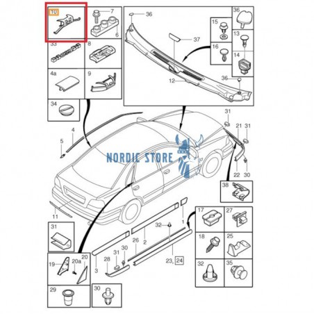 Volvo gyári alkatrészek, Volvo 30800957 szélvédő díszléc patent